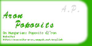 aron popovits business card